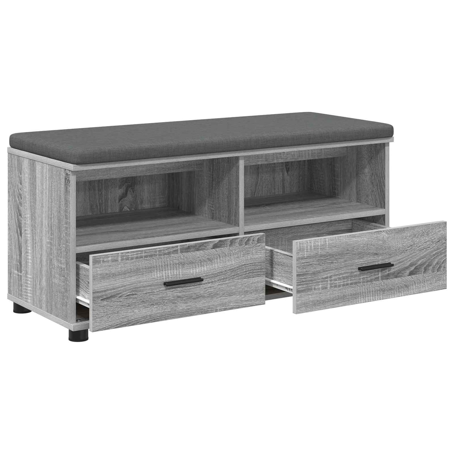 Hall Bench with Cushion with Shelf Grey Sonoma 100 x 38 x 46 cm