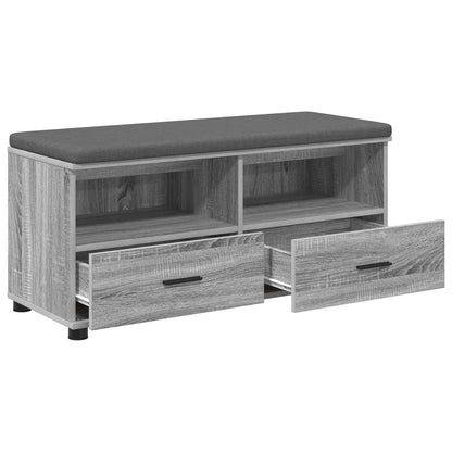 Hall Bench with Cushion with Shelf Grey Sonoma 100 x 38 x 46 cm
