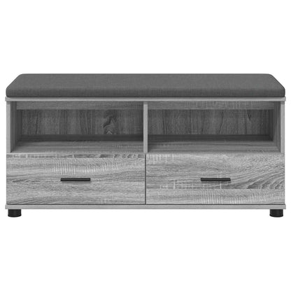Hall Bench with Cushion with Shelf Grey Sonoma 100 x 38 x 46 cm