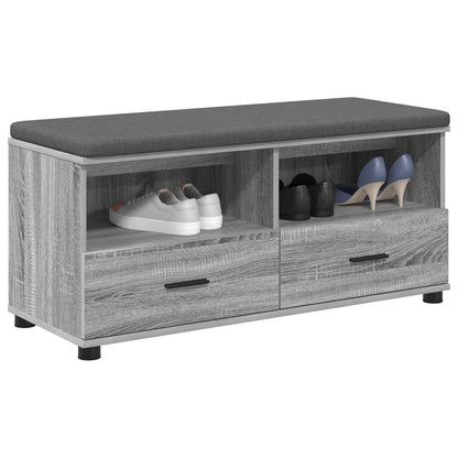 Hall Bench with Cushion with Shelf Grey Sonoma 100 x 38 x 46 cm