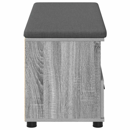 Hall Bench with Cushion with Shelf Grey Sonoma 100 x 38 x 46 cm