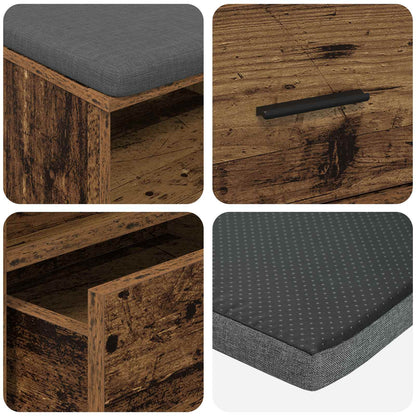 Hall Bench Old Wood 100 x 38 x 46 cm Engineered Wood and Fabric