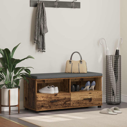Hall Bench Old Wood 100 x 38 x 46 cm Engineered Wood and Fabric
