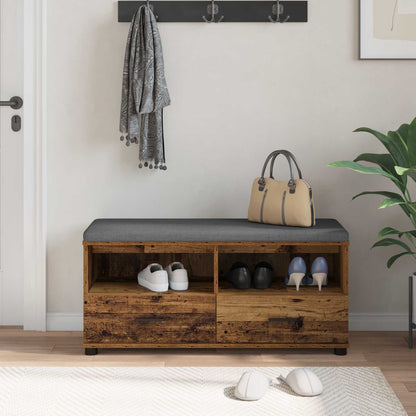 Hall Bench Old Wood 100 x 38 x 46 cm Engineered Wood and Fabric