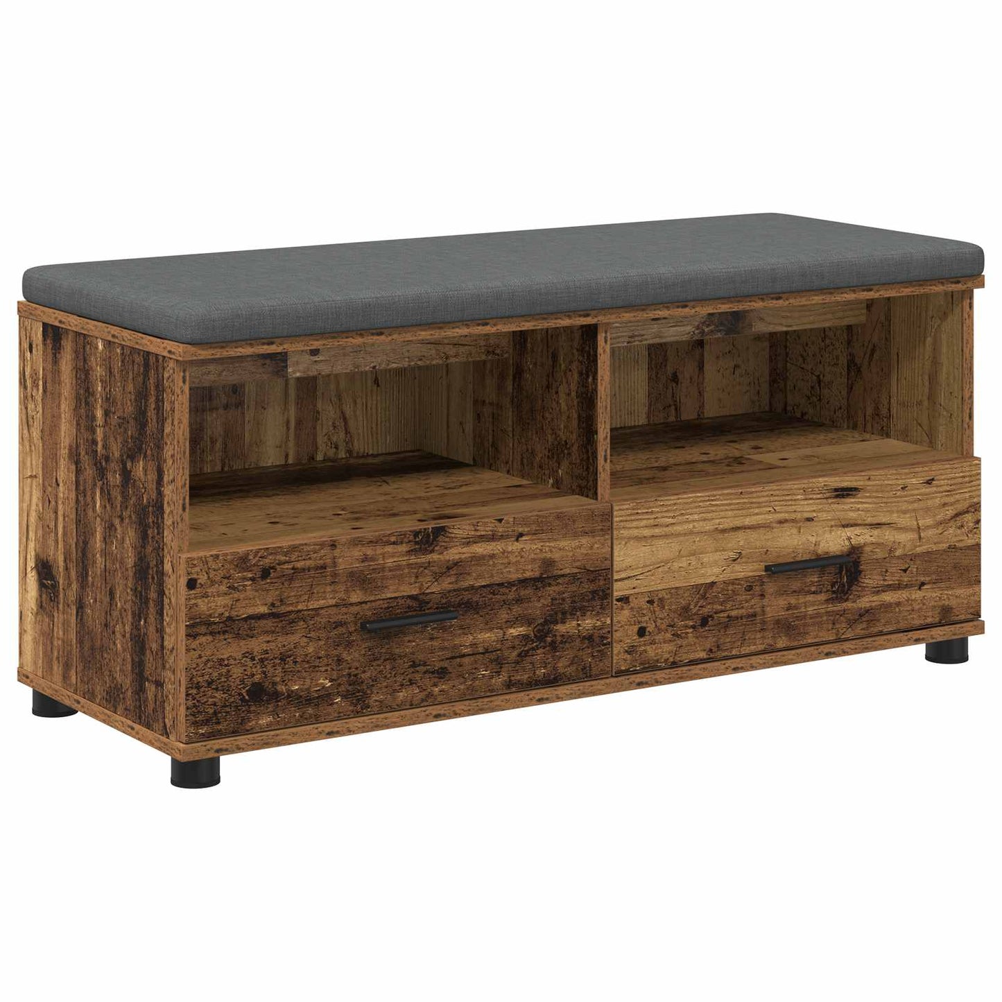 Hall Bench Old Wood 100 x 38 x 46 cm Engineered Wood and Fabric