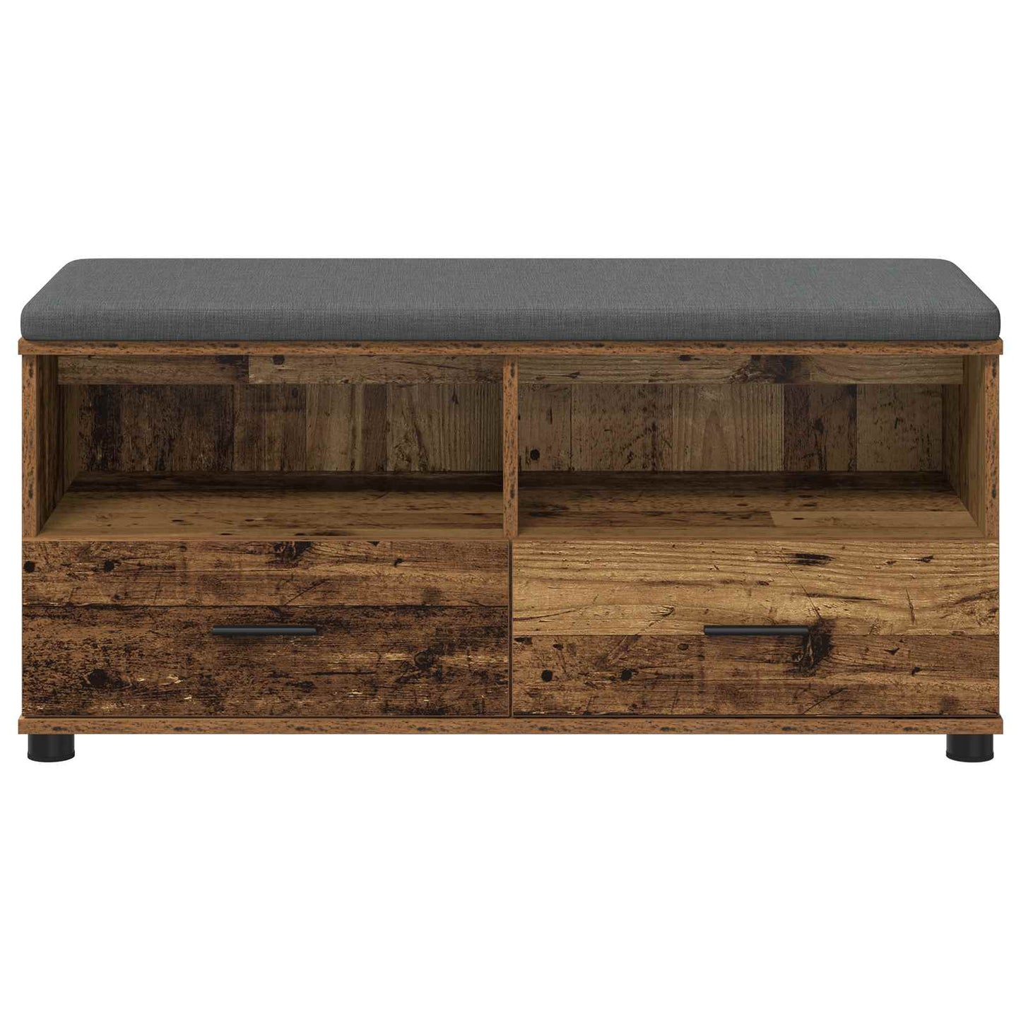 Hall Bench Old Wood 100 x 38 x 46 cm Engineered Wood and Fabric