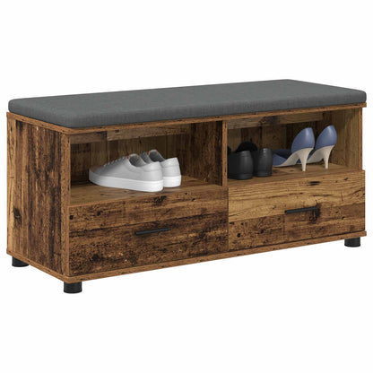 Hall Bench Old Wood 100 x 38 x 46 cm Engineered Wood and Fabric