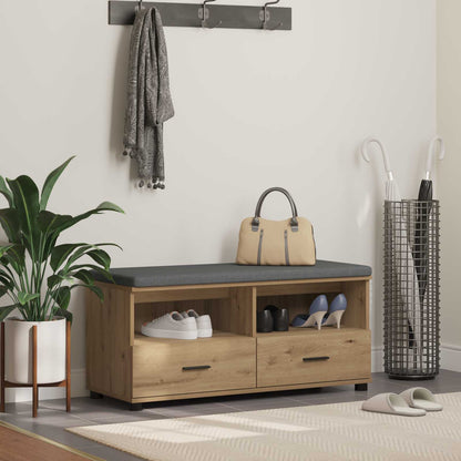 Hall Bench with Cushion with Shelf Artisan Oak 100 x 38 x 46 cm