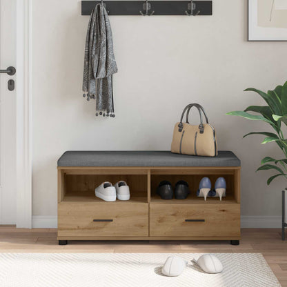 Hall Bench with Cushion with Shelf Artisan Oak 100 x 38 x 46 cm