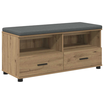 Hall Bench with Cushion with Shelf Artisan Oak 100 x 38 x 46 cm