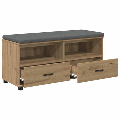 Hall Bench with Cushion with Shelf Artisan Oak 100 x 38 x 46 cm