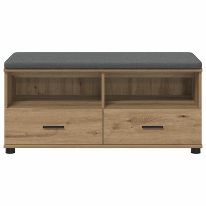 Hall Bench with Cushion with Shelf Artisan Oak 100 x 38 x 46 cm