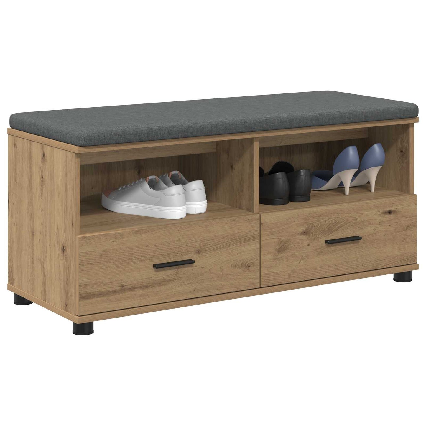 Hall Bench with Cushion with Shelf Artisan Oak 100 x 38 x 46 cm