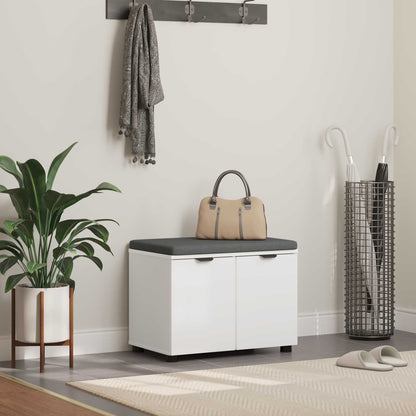 Hall Bench White 60 x 38 x 46 cm Engineered Wood and Fabric