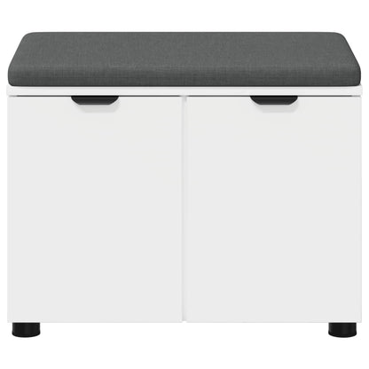 Hall Bench White 60 x 38 x 46 cm Engineered Wood and Fabric