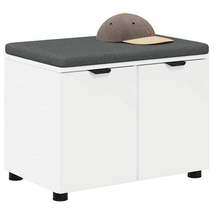 Hall Bench White 60 x 38 x 46 cm Engineered Wood and Fabric