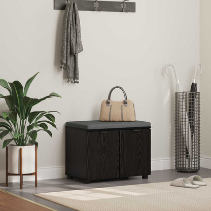 Hall Bench Black Oak 60 x 38 x 46 cm Engineered Wood and Fabric