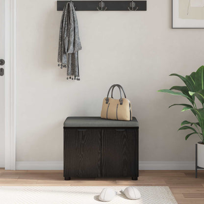 Hall Bench Black Oak 60 x 38 x 46 cm Engineered Wood and Fabric