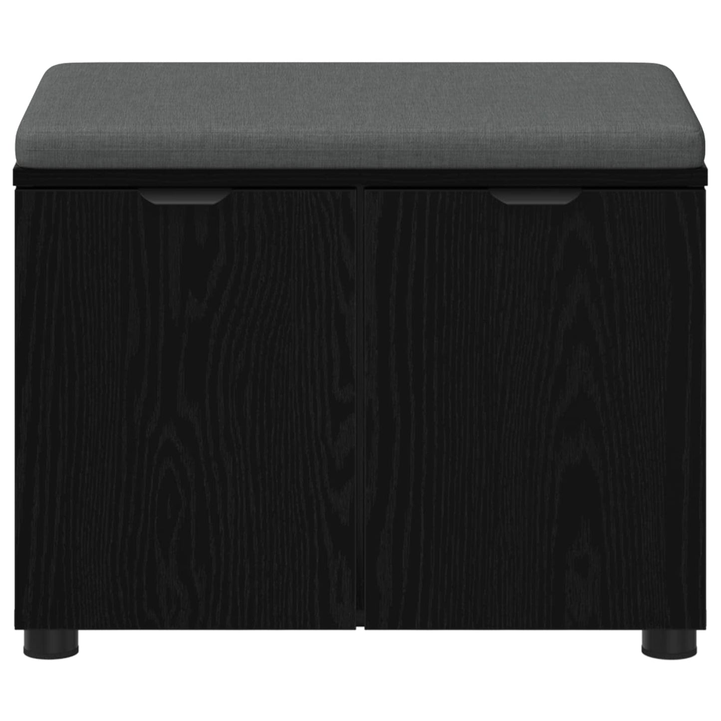 Hall Bench Black Oak 60 x 38 x 46 cm Engineered Wood and Fabric