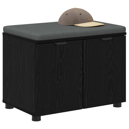 Hall Bench Black Oak 60 x 38 x 46 cm Engineered Wood and Fabric