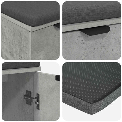 Hall Bench with Cushion with Door Concrete Grey 60 x 38 x 46 cm