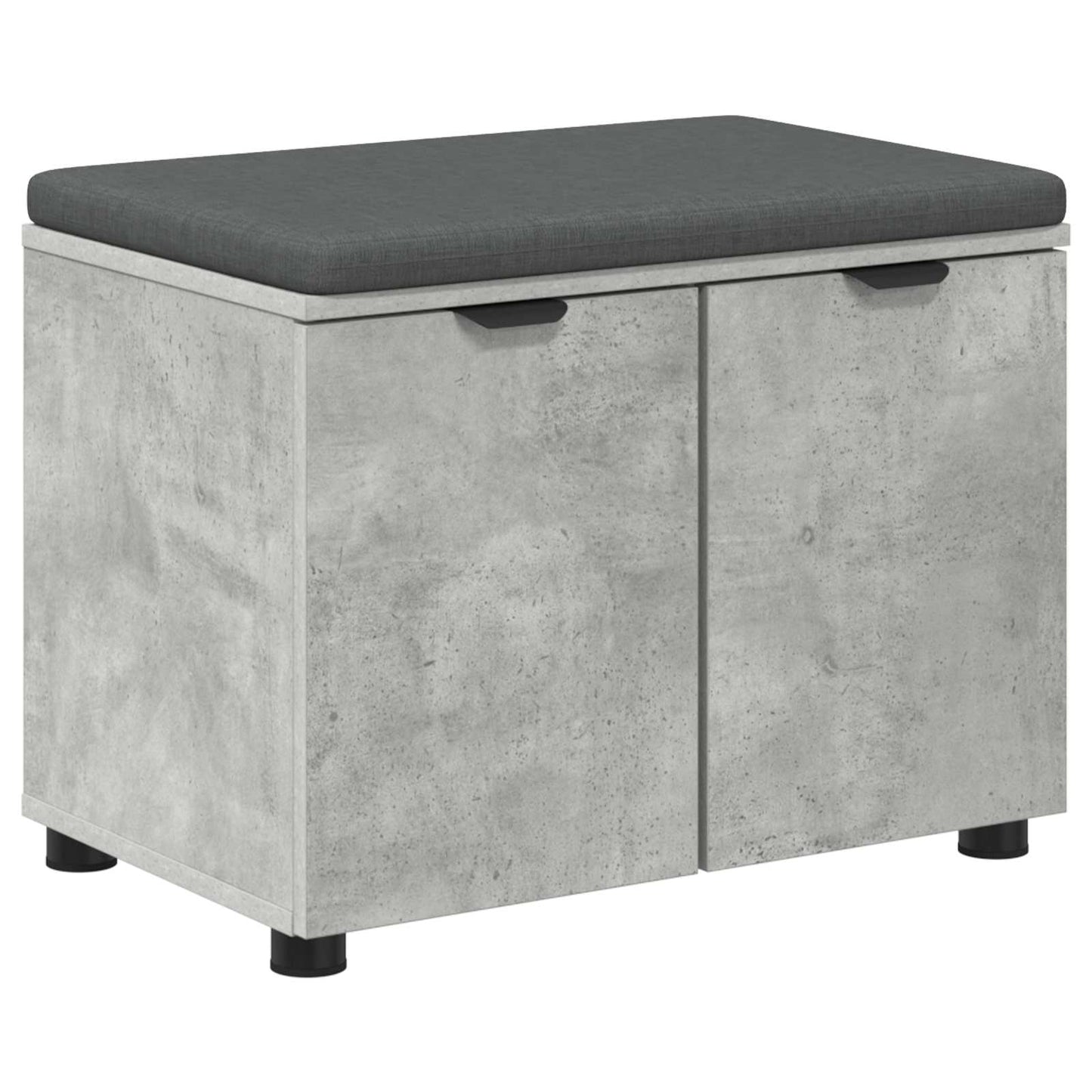 Hall Bench with Cushion with Door Concrete Grey 60 x 38 x 46 cm
