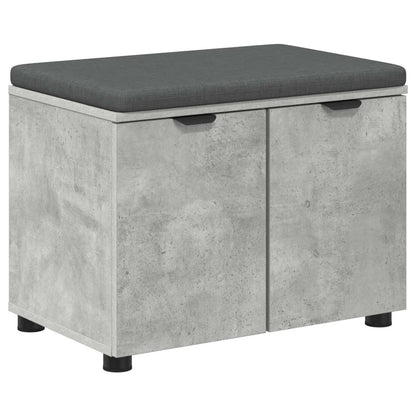 Hall Bench with Cushion with Door Concrete Grey 60 x 38 x 46 cm