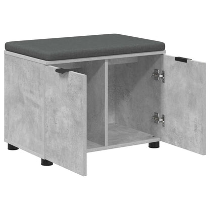 Hall Bench with Cushion with Door Concrete Grey 60 x 38 x 46 cm