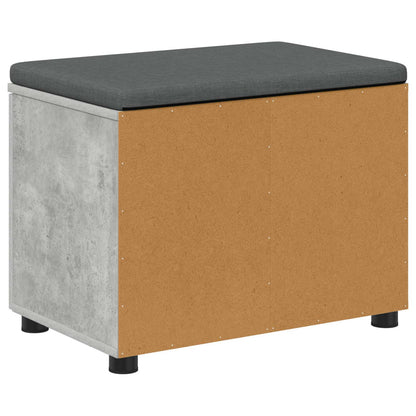 Hall Bench with Cushion with Door Concrete Grey 60 x 38 x 46 cm