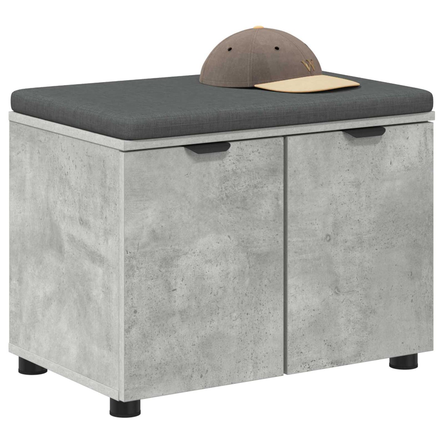 Hall Bench with Cushion with Door Concrete Grey 60 x 38 x 46 cm