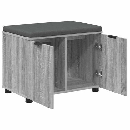 Hall Bench with Cushion with Shelf Grey Sonoma 60 x 38 x 46 cm