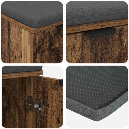 Hall Bench Old Wood 60 x 38 x 46 cm Engineered Wood and Fabric