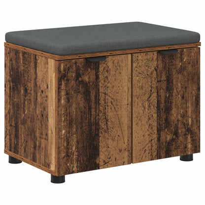 Hall Bench Old Wood 60 x 38 x 46 cm Engineered Wood and Fabric