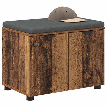 Hall Bench Old Wood 60 x 38 x 46 cm Engineered Wood and Fabric