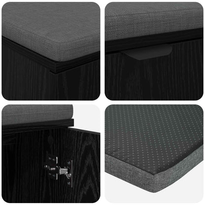Hall Bench Black Oak 80 x 38 x 46 cm Engineered Wood and Fabric