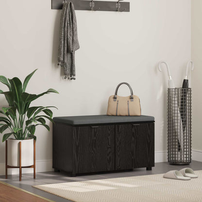 Hall Bench Black Oak 80 x 38 x 46 cm Engineered Wood and Fabric