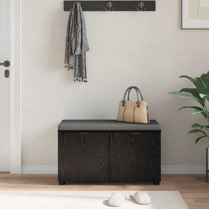 Hall Bench Black Oak 80 x 38 x 46 cm Engineered Wood and Fabric