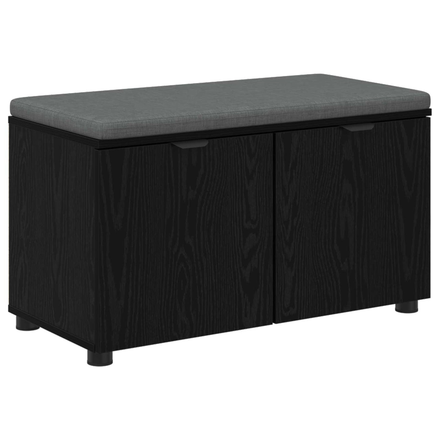 Hall Bench Black Oak 80 x 38 x 46 cm Engineered Wood and Fabric