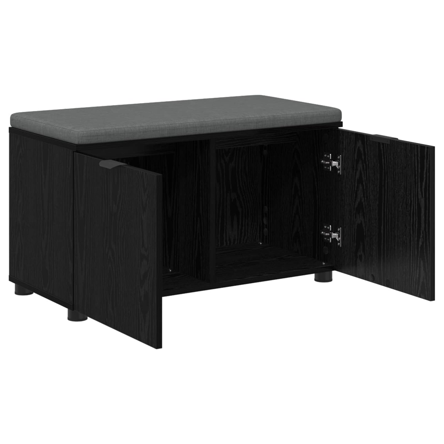 Hall Bench Black Oak 80 x 38 x 46 cm Engineered Wood and Fabric