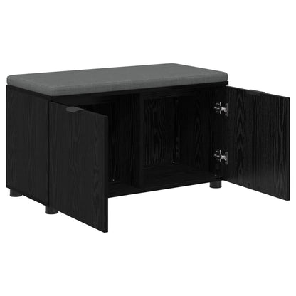 Hall Bench Black Oak 80 x 38 x 46 cm Engineered Wood and Fabric