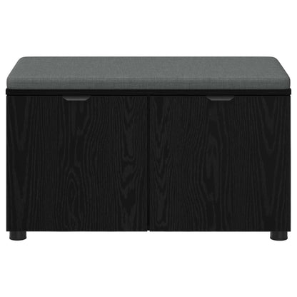 Hall Bench Black Oak 80 x 38 x 46 cm Engineered Wood and Fabric