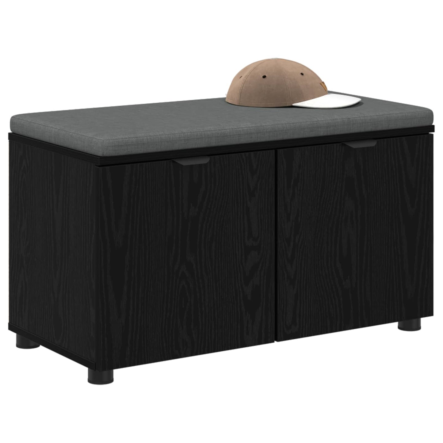 Hall Bench Black Oak 80 x 38 x 46 cm Engineered Wood and Fabric