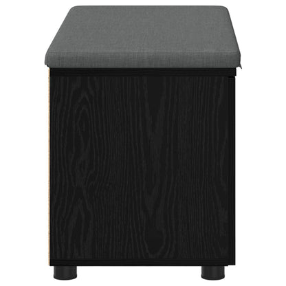 Hall Bench Black Oak 80 x 38 x 46 cm Engineered Wood and Fabric
