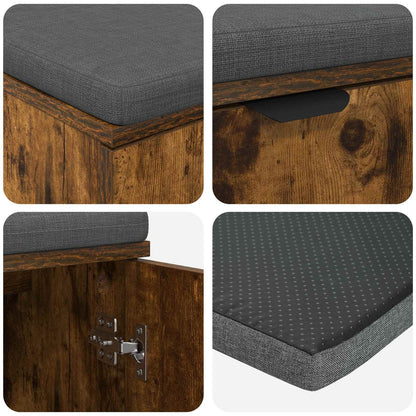 Hall Bench with Cushion with Shelf Smoked Oak 80 x 38 x 46 cm