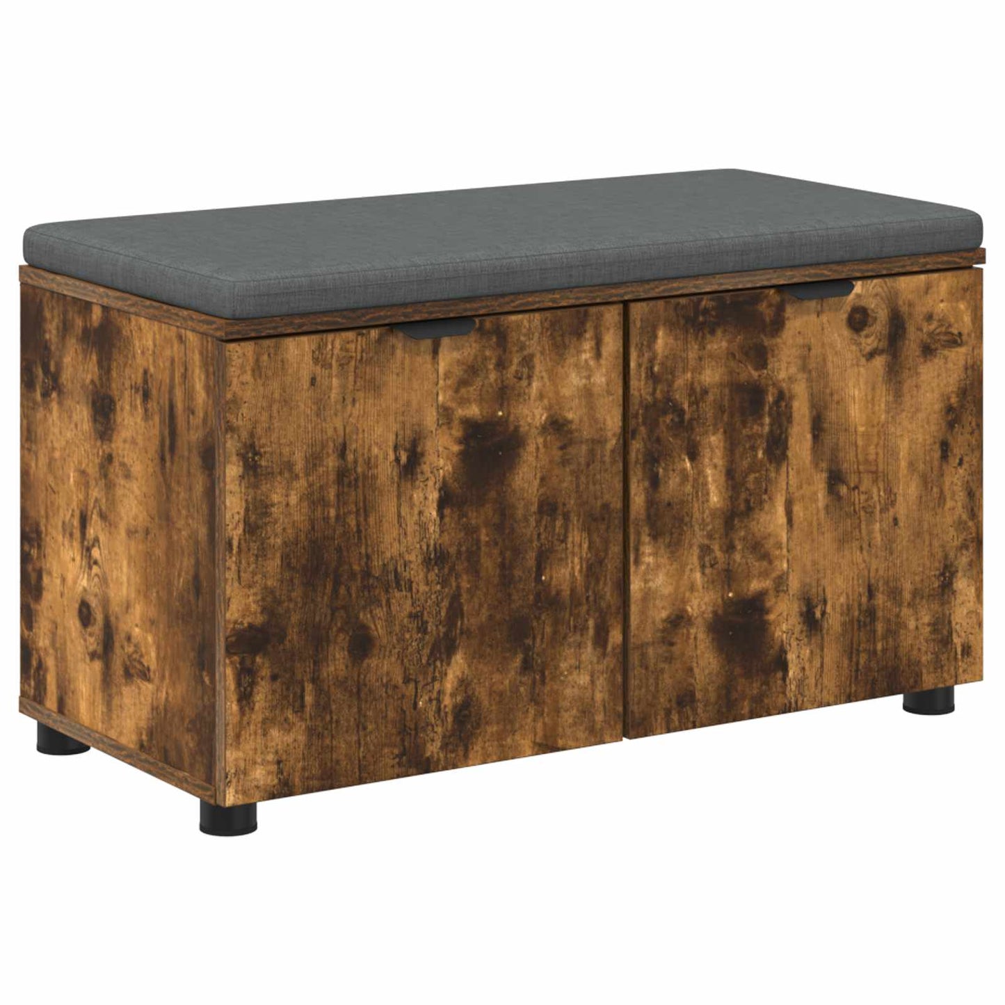 Hall Bench with Cushion with Shelf Smoked Oak 80 x 38 x 46 cm