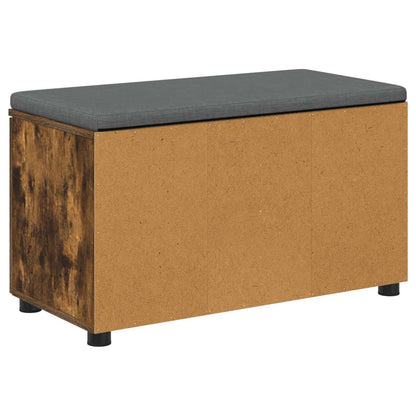 Hall Bench with Cushion with Shelf Smoked Oak 80 x 38 x 46 cm