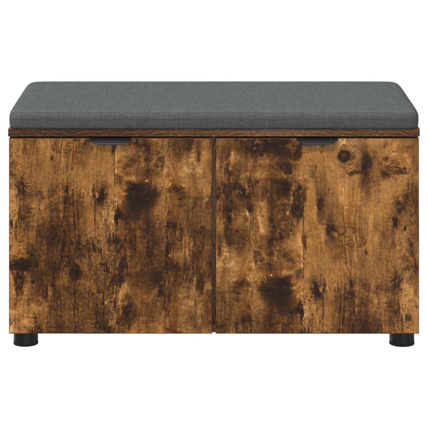 Hall Bench with Cushion with Shelf Smoked Oak 80 x 38 x 46 cm