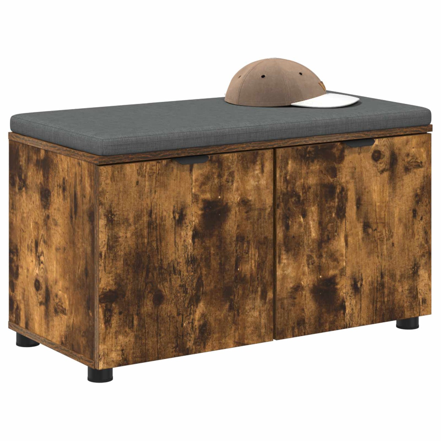 Hall Bench with Cushion with Shelf Smoked Oak 80 x 38 x 46 cm