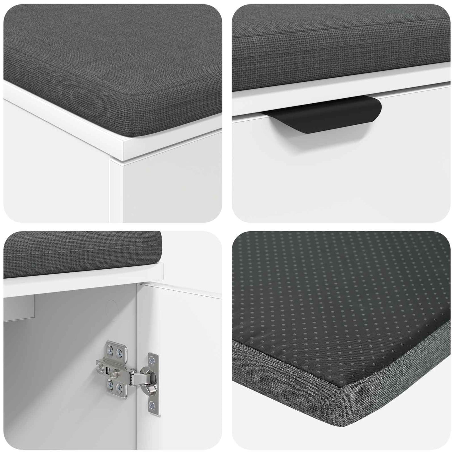 Hall Bench White 100 x 38 x 46 cm Engineered Wood and Fabric