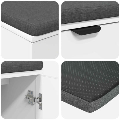 Hall Bench White 100 x 38 x 46 cm Engineered Wood and Fabric